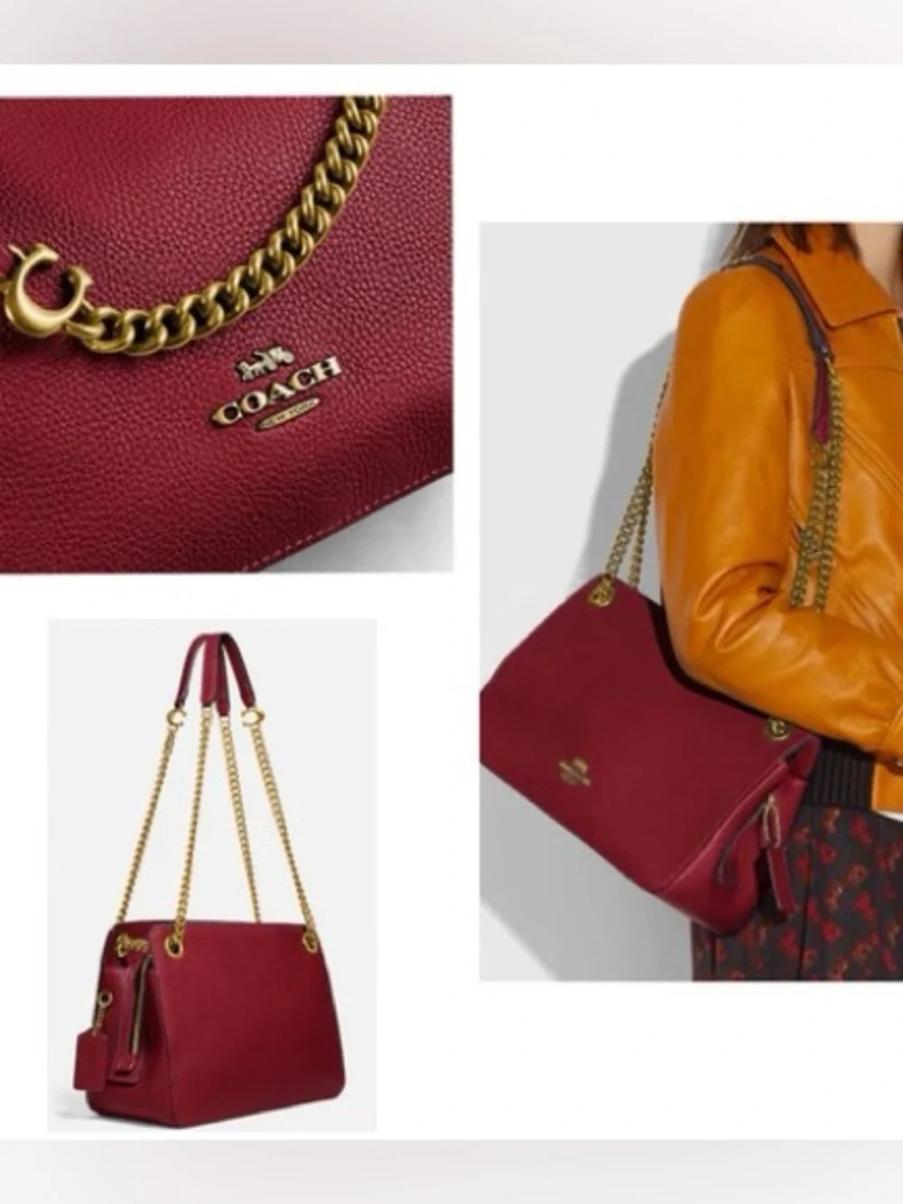 Coach Bryant Convertible Carryall In Brass/Deep Red - Picture 2 of 16